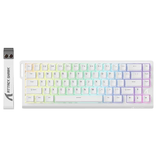 ATTACK SHARK X68 HE 8000Hz Rapid Trigger Keyboard, 0.01mm RT Accuracy Wired Gaming Keyboard with Magnetic Switch, Adjustable Actuation, Rapid Trigger, Snap Tap, RGB Lighting for PC/Mac, White
