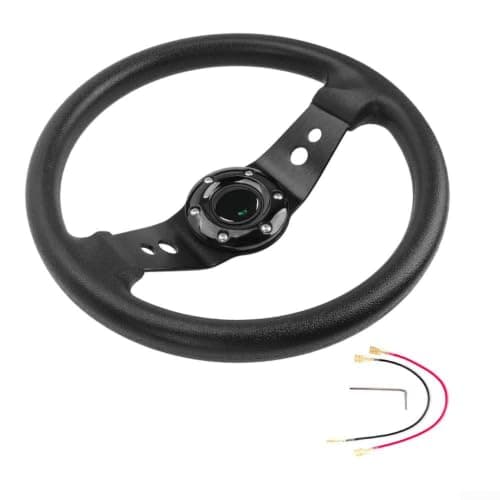 PU Leather Covered Steering Wheel for Sim Rigs(Black)