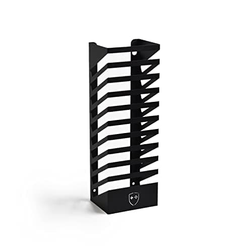 GameShieldz Games & DvDs Accessories Tower Rack - Stores 10 Games, Black Wall Mounted or Freestanding (361x100x120mm)