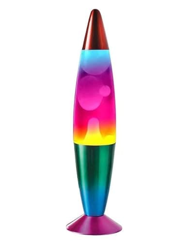 DWD 16 Inch Lamp for Relaxation Peace Liquid Motion Rocket Novelty Desk Lamp Retro Nostalgia Relaxing Mood Light Smooth Slow Motion Wax Therapeutic Sensory (Rainbow)