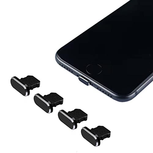 Mebamce 4 PCS Anti Dust Plugs, Charger Port Protector (Black)