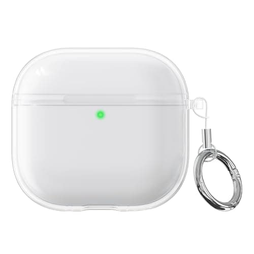 Silicone Case for AirPods 4 Case Clear 2024, Soft Transparent Cover, Protective Cover Apple Airpods 4, Effective Impact and Scratch Protection, Protective Cases with Carabiner