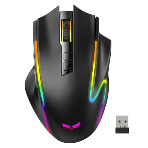 TECKNET Wireless Gaming Mouse, 2.4G Optical USB Computer Mice,Black | 4800DPI Gaming mouse, 8 Buttons, 5 Adjustable DPI levels, USB Receiver, For Win11, Win10, Win8, Win7, Windows XP, Vista, MAC