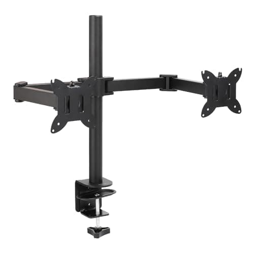 Amazon Basics Adjustable Dual Monitor Desk Mount, Supports up to 81.3 cm Monitors and 10 kg per Arm, Adjustable Tension, VESA 75x75/100x100, Black