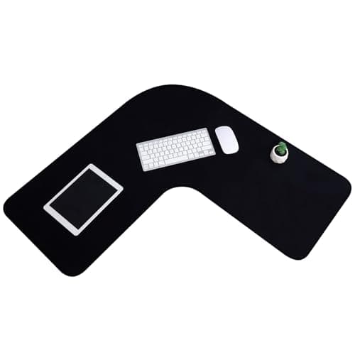 Corner Desk Pad L-Shaped Gaming Mat - Large Waterproof Rubber Corner Mouse Mat for Home Office - 36.22 Inches, Black