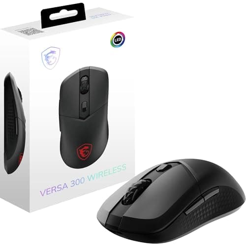 MSI VERSA 300 WIRELESS Gaming Mouse - 8000 DPI Optical Sensor, 1000 Hz polling rate, Symmetrical, 30M+ Click Kailh Micro Switches, 6 Buttons, 50-Hour Battery, 1ms Latency, RGB, 60g - Wired/Wireless