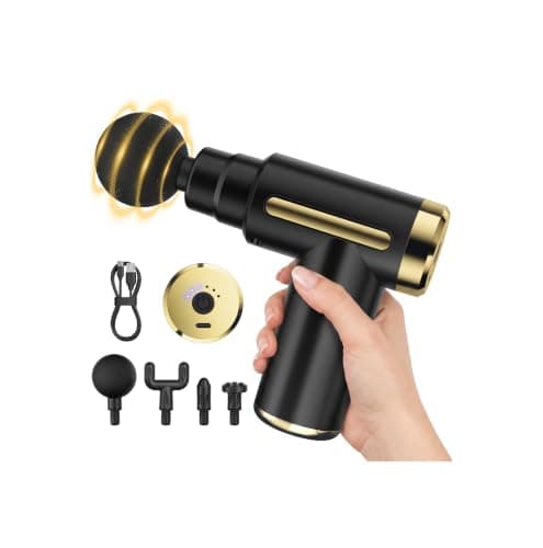 cotsoco Mini Massage Gun Deep Tissue,6 Speeds Cordless Handheld Muscle Massager with 4 Heads 1800mAh Battery & Type-C Charging, Super Quiet Chargeable Device Pain Relief, Best Gift