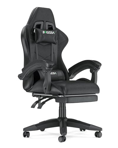 Racingreat Ergonomic Gaming Chair with Footrest for Adults(Pure Black)
