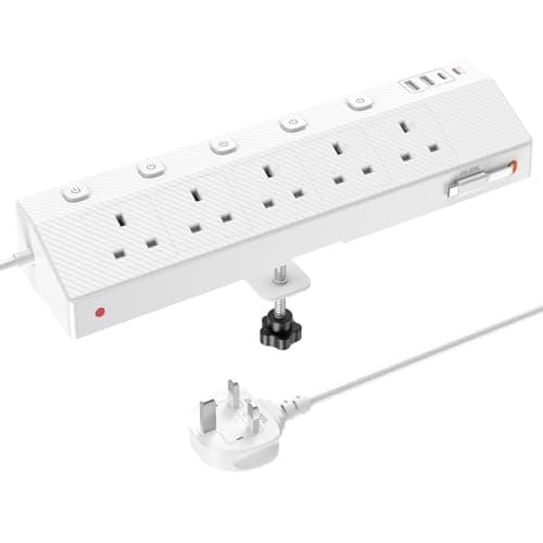 Desk Extension Lead 1.8M, PD 30W Power Strip with Retractable USB C Cable