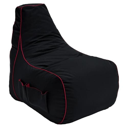 Game Over 8-Bit Kids Children Mini Video Gaming Bean Bag Chair | Indoor Living Play Room | Side Pockets for Controllers | Headset Holder | Ergonomic Design for the Dedicated Young Gamer (Fire Rune)