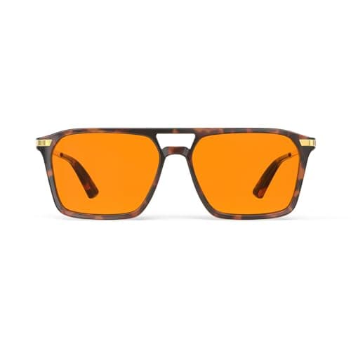 Goiteia 100% Orange Blue Light Blocking Glasses-Amber Tint Gaming Glasses for Better Sleep/Eyes Strain/Light Sensitive-Ultra Light & Spring Hinges for Better Comfort