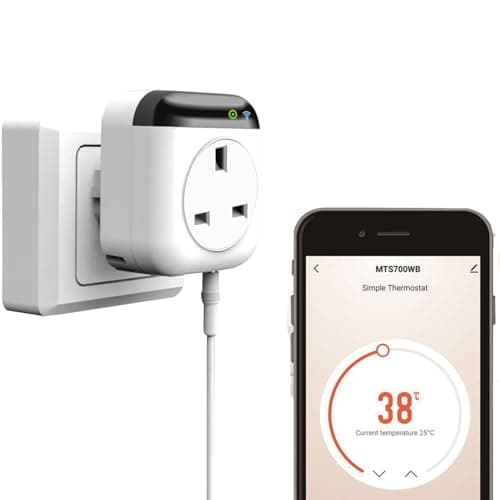 Jadeshay WiFi Smart Thermostat Plug Socket 10A 230V Programmable Temperature Controller with Countdown Timer Heating & Cooling Control, Smart Life App Remote & Voice Control Compatible with Alexa