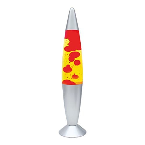 Global Gizmos 48850 16" Red & Yellow Lava Lamp/Silver Base/Retro Nostalgia/Relaxing Mood Light/Decorative Illumination