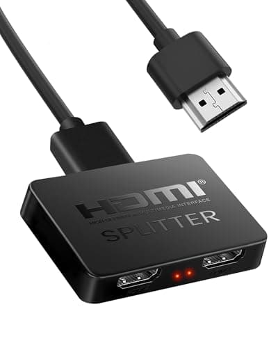 NEWCARE Upgraded HDMI Splitter 1 in 2 Out for Dual Monitors, 4K HDMI Splitter Mirror Display Only, HDMI Splitter 1x2 Adapter for HDTV/PS5/Fire Stick/Xbox/Blu-ray/DVD, Plug & Play, USB Powered