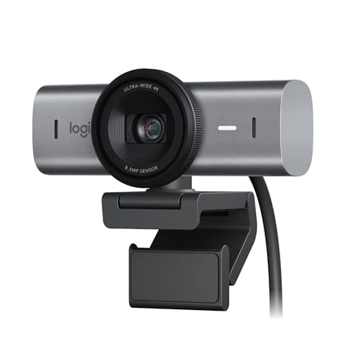 Logitech MX Brio Ultra HD 4K Collaboration and Streaming Webcam (Graphite) | 1080p 60 FPS, Dual Noise Reducing Mics, Show Mode, USB-C, Webcam Cover, Works with Microsoft Teams, Zoom, Google Meet