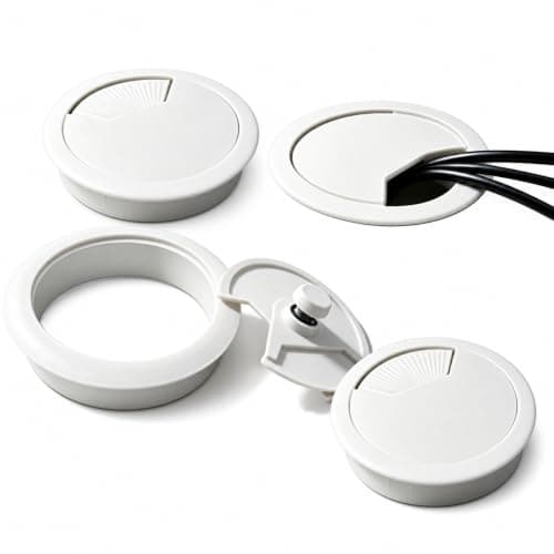 4PCS Desk Cable Grommet, 60mm Adjustable Table Hole Cover, Tidy PC Computer Plastic Cable Organizer, Fits Desks and Worktops for Wire Management