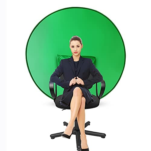 SEOONA Portable Green Screen Backdrop (56''), Collapsible Webcam Background, Green Screen for Chair, Chroma Key Green, for Home Office Video Conferencing