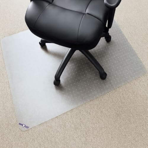 Marvelux Large Clear PVC Office Chair Mat for Low Pile Carpets, 120 x 150cm | Anti-Slip Vinyl Chairmat for Carpeted Floors & Carpet Tiles, Rectangular Gripper Back Protector Mat for Home, Office & Gaming
