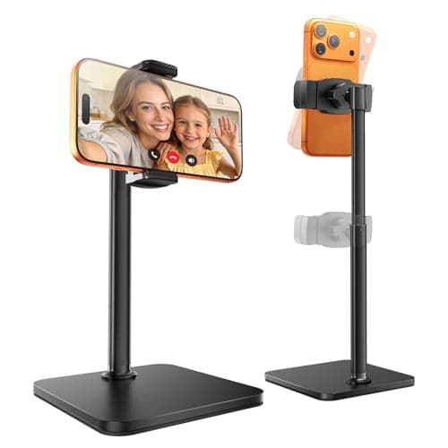 tounee Phone Stand for Desk, 8-11" Height Adjustable Cell Phone Holder for Live Streaming, Video Recording, TikTok – Compatible with iPhone 17/16/15, Samsung, All 4-7" Smartphones (Black)