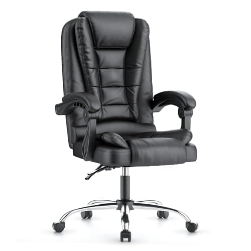 naspaluro Executive Office Chair High Back Desk Chair with Spring-Packed Seat Ergonomic Recliner Computer Chair Gaming Chair with Tilt Function Heavy Duty for Home Office Working (Black PU Leather)
