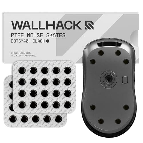 Wallhack PTFE Dot Mouse Skates | Premium Universal Skates for Gaming Mice | Ultra-Smooth Glide on Cloth & Glass Pads | Customize Speed & Control | Fast, Easy to Apply | Black 7mm x 7mm