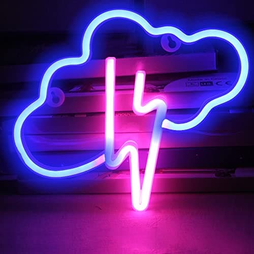 DAKABUKA Cloud Lightning Neon Signs,Bolt LED Wall Lights Wall Decor USB or Battery Powered Light UP Signs for Living Room,Bar,Christmas,Kids Bedroom,Game Room