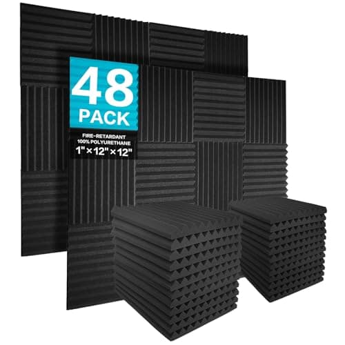 JBER 48 Pack Acoustic Panels, 2.5 X 30 X 30cm Sound Proofing Panels