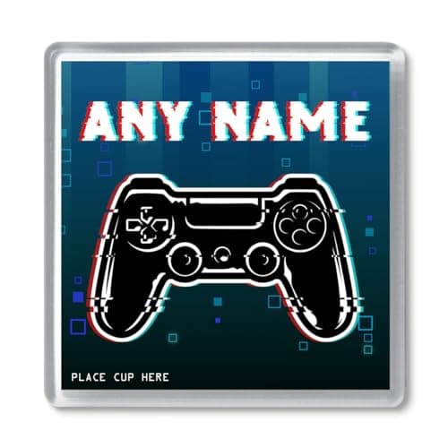 Prezzify Personalised Gaming Coaster. Any Name. Teenage Boy Men Son Gamer Controller Teen Birthday Game Gift Ideas