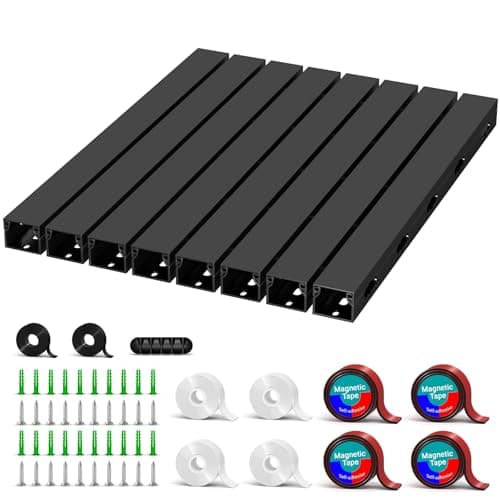 Cable Trunking - Magnetic Cable Management Under Desk with Upgraded Aesthetic Large Hole, Cable Raceway Kit for Hiding Computer, Gaming Desk, Network, TV, Power Cord - 8x15.7in Black