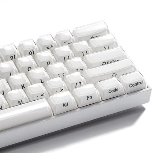 GMKWTL XVX White Keycaps, Crystal Jelly Keyboard Key caps OEM Profile Side Printed Keycap Set Compatible with 61/68/84/87/98/100 ANSI Layout MX Switches Mechanical Keyboard