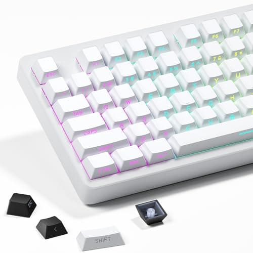 SDYZ XVX White Keycaps - Side Print PBT Keycap Set, Double Shot Shine Through Custom Keycaps, PBT Keycaps OEM Profile 136 Keys, Minimalist Style Phantom Keyboard Keycap for Mechanical Keyboards