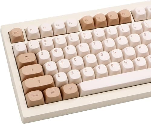 TIMSEKER 119 Keys Retro Minimalist Brown and Grey Keycaps, Custom MA Profile PBT Dye Sub Keycaps for ANSI Layout Cherry Mx Mechanical Keyboard (Only Keycap)