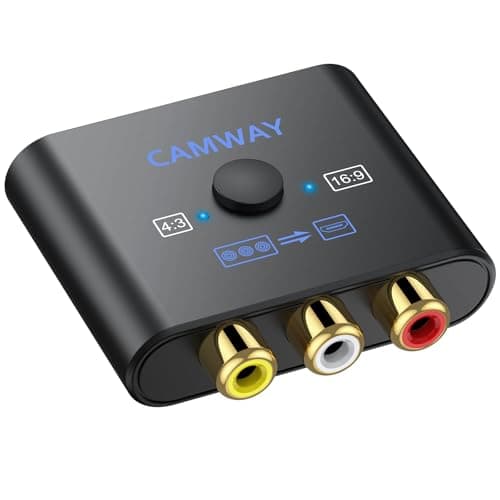 CAMWAY RCA to HDMI Converter, 1080P AV Adapter, 4:3/16:9, No HDMI Cable