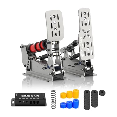 SIMSONN Plus X Sim Racing Pedals PC Racing Simulator Load Cell HE Hydraulic Pedal Support Haptic Reactor-Silver (2 Pedals Set P2-H2)
