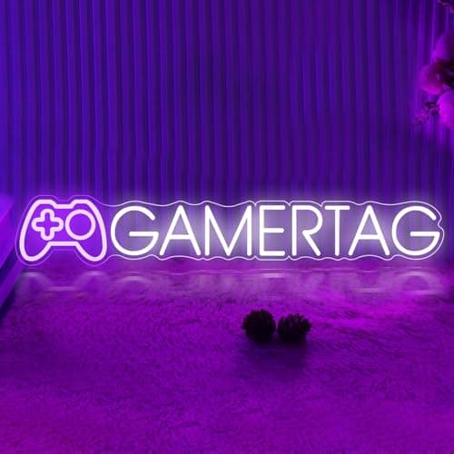 Custom Gamer Name Neon Sign Dimmable Game Username Neon Light for Wall Decor, Personalized Gamer Tag LED Light Up Sign for Gaming Room Bedroom Game Gifts for Boyfriend, Husband