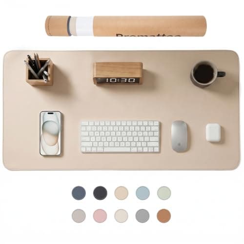 PROMATTOO Large Non-Slip Desk Mat, Waterproof Vegan Leather Desk Pad & Mouse Mat, Extended Desk Protector for Laptop, Office & Home, Smooth Writing Surface with Premium Tube Packaging (80 x 40 cm)