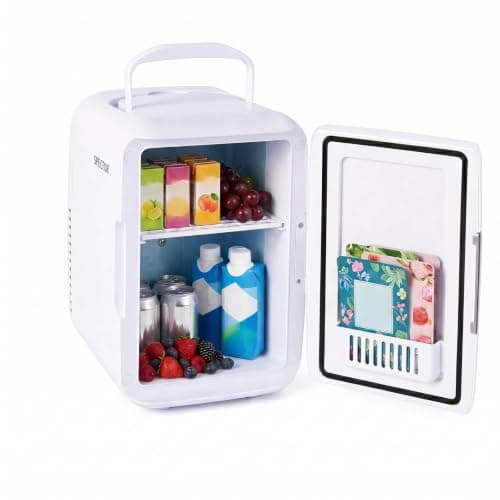 Spector 4L Mini Fridge, Portable Cooler and Warmer for Home Office Use for Skincare & Drinks, Desktop Refrigerator with Removable Shelf