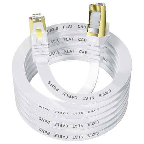 YesTXR Cat 8 Ethernet Cable 8M, 40Gbps/2000Mhz Flat High Speed Network Cable,Gigabit Internet Network LAN Cable for Gaming,Router, Modem, TV, Switch, Laptop,PC