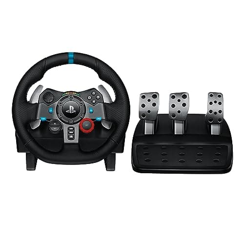 Logitech G G29 Driving Force Racing Wheel and Floor Pedals, Real Force Feedback, Stainless Steel Paddle Shifters, Steering Wheel Cover for PS5, PS4, PC, Mac - Black | Real Force Feedback, Stainless Steel Paddle Shifters, Steering Wheel Cover for PS5, PS4, PC, Mac - Black