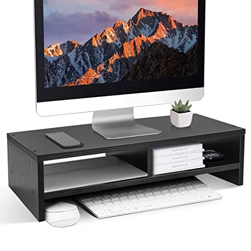 Youyijia Wood Monitor Desk Stand Riser,2 Tiers Computer Monitor Riser Black