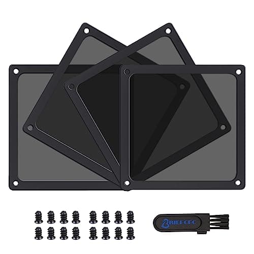 BRIEFCEC Dust Filter 140mm for Computer Cooler Fan/PSU/Routers NYLON 80 Mesh, Magnetic Frame Dust Mesh PC Cooler Filter Dustproof (NYLON, 4Pack, Black)