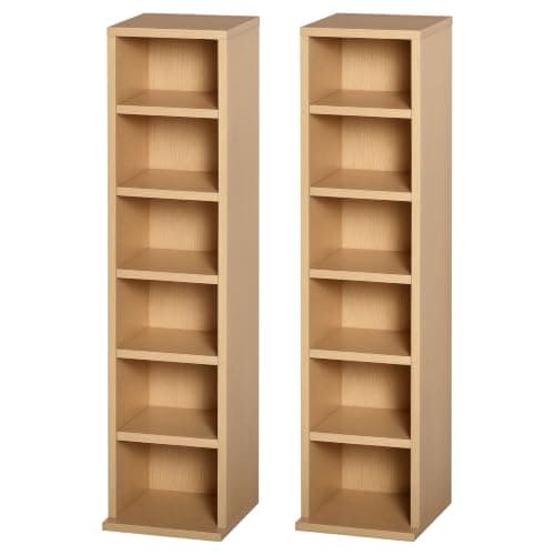 HOMCOM 204 CD Storage Units Set of 2 DVD Tower Rack Natural Wood
