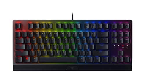 Razer BlackWidow V3 Tenkeyless (Green Switch) - Compact Mechanical Gaming Keyboard (Clicky Mechanical Switches, Compact Form Factor, Fully Programmable Keys) QWERTY UK Layout | Black