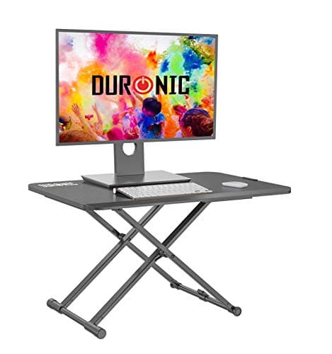 Duronic Standing Desk Converter DM05D24 Adjustable Sit Stand Desks Workstation Wood Height Adjusting Sitting Riser for Office Table PC Laptops Computer Monitor Screen Keyboard and Mouse
