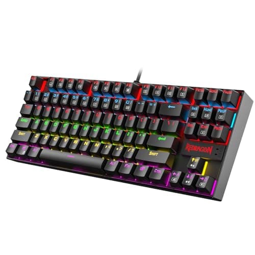 Redragon K552 Mechanical Gaming Keyboard, LED Gaming Keyboard with Red Switches, 87 Full Anti-ghosting Keys, Unique Metal Rim for Windows Gaming PC, Black | RGB Mechanical Computer Keyboard, Linear Red Switches, 6 LED Modes, Anti-ghosting, N-key Rollover, Metal Frame