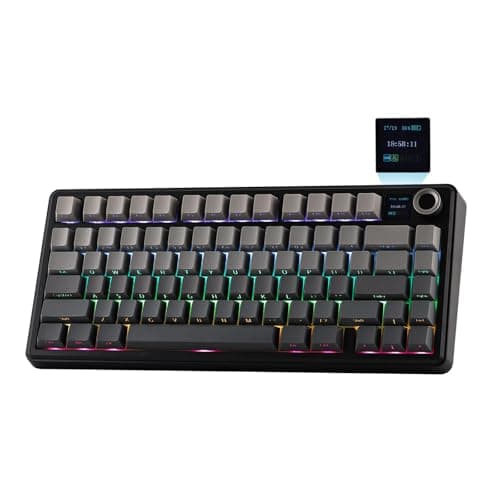 EPOMAKER X Aula F75 MAX Tri-Mode Wireless Gaming Keyboard, TFT Screen, Knob, Hot Swappable, 2.4GHz/Type-C/BT5.0, Gasket Creamy, for PC/Mac/Office/Gaming (Black, Reaper Switch)