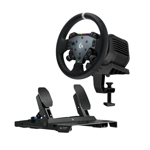 Logitech G RS50 System with RS Pedals: 4 PCS Sim Racing Setup - Wheel base 8 Nm Direct Drive, Wheel Hub, Round Wheel - 11-inch steering wheel & Pedals - For PS5/PS4/PC