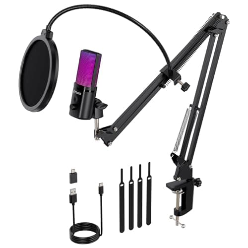 FDUCE PC Gaming Microphone, Condenser usb microphone with Stand, for PS4/5