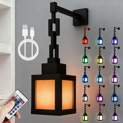 RNPKZ Pixelated Lantern Night Light, 16 Colors USB Rechargeable Night Lamp with Touch & Remote Control, Wall or Table Mounting Lights, LED Wall Mood Lamp for Room, Nightstand, Game Room Decor