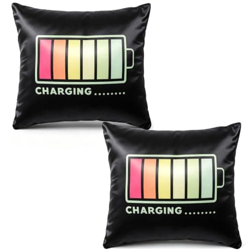TeTupGa 2Pcs Cushion Covers 45 x45 cm Gamer Gifts for Boys Square Throw Pillow Cases Cushion Protectors for Sofa with Invisib Zipper for Home Bedroom Sofa Patio (02-Battery Charging, 18''x18'')